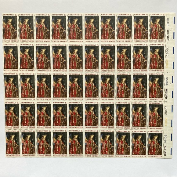Christmas Stamp 1968 Van Eyck National Gallery of Art 6 Cent Sheet of 50 Mint - Picture 1 of 14